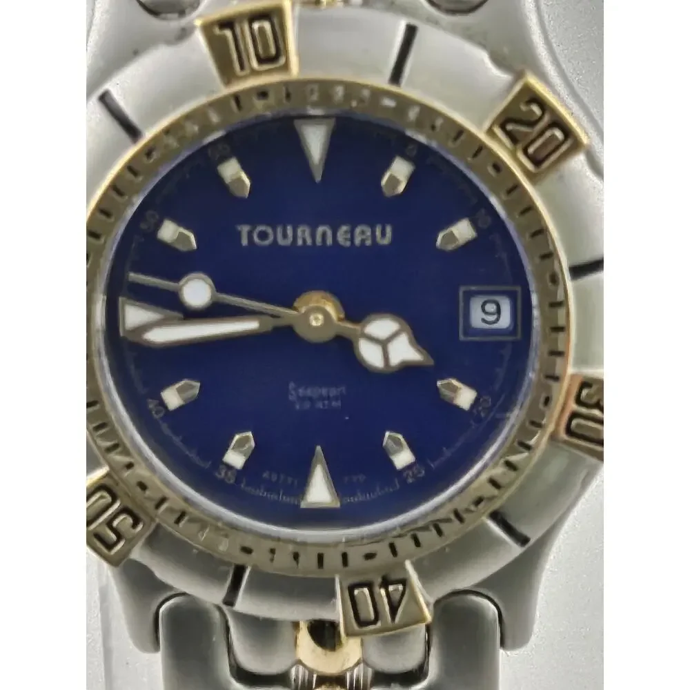 Ladies Vintage Tourneau Seapearl Dive Military Rotating Bezel New Battery Watch